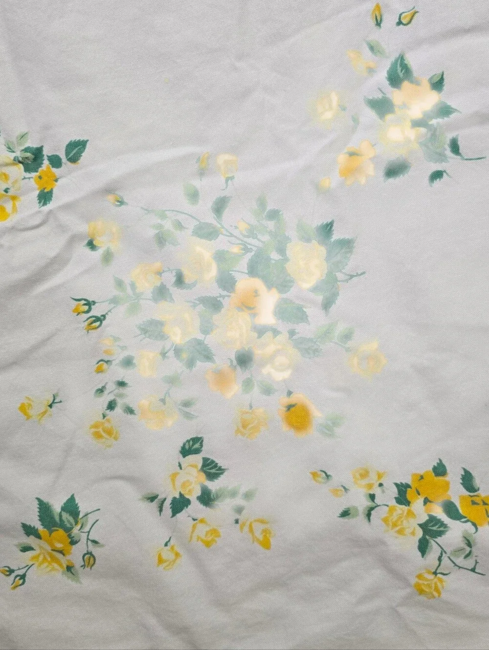 Vtg 50s Wilendur Floral Yellow Cabbage Rose Table Cloth Cottagecore Granny